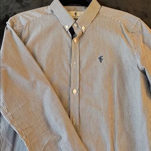 Father Sons Dress Shirt Navy Stripe (M)